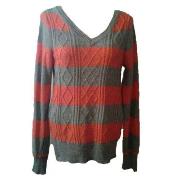 Sz XL striped Cable Knit sweater - Picture 1 of 3